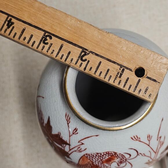 VTG Chinese Phoenix Vase Ashtray Set Gold Gilt Glaze Fenghuang Chinoiserie - Picture 11 of 11